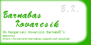 barnabas kovarcsik business card